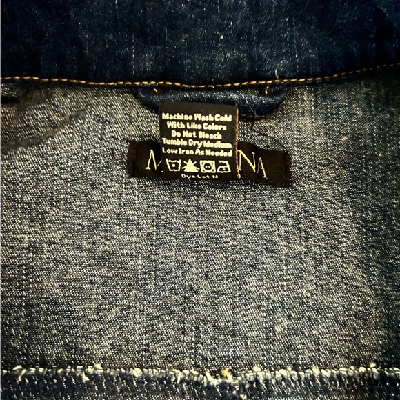 Miss Tina Tie Neck Zip Front Denim Jacket Size 8 - Picture 9 of 11